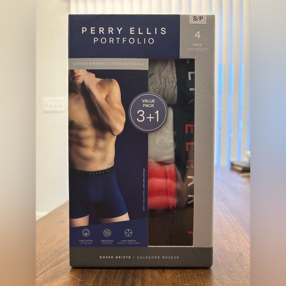 Perry Ellis Other - Perry Ellis Portfolio Boxer Briefs 4-Pack - Blue, Gray, Red, Black